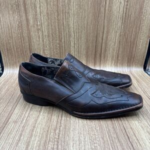 Lounge Mark Nason Rock Lives Brown Leather Mens 11.5 Cross Studs Loafers Shoes‎